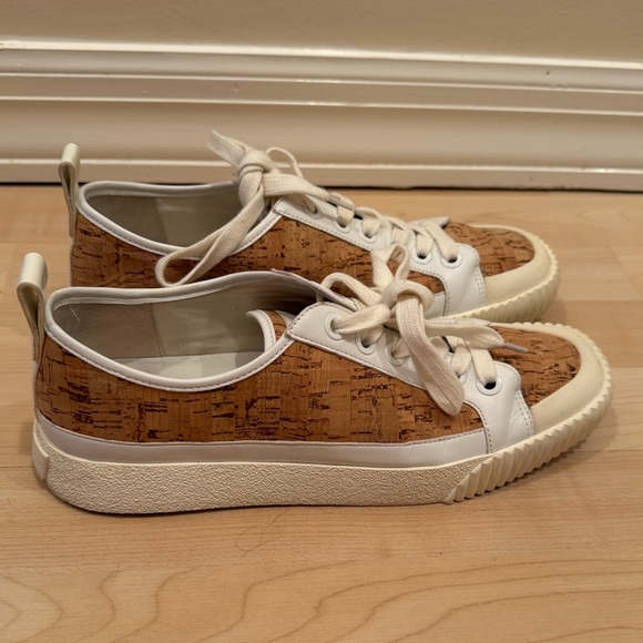 Veronica Beard Parise Leather Trim Cork Sneakers Low Top Lace Up size 10M EUC - Picture 10 of 11